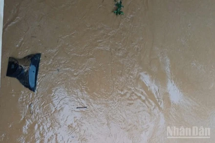 Nước lũ cuốn trôi ti-vi của người dân.