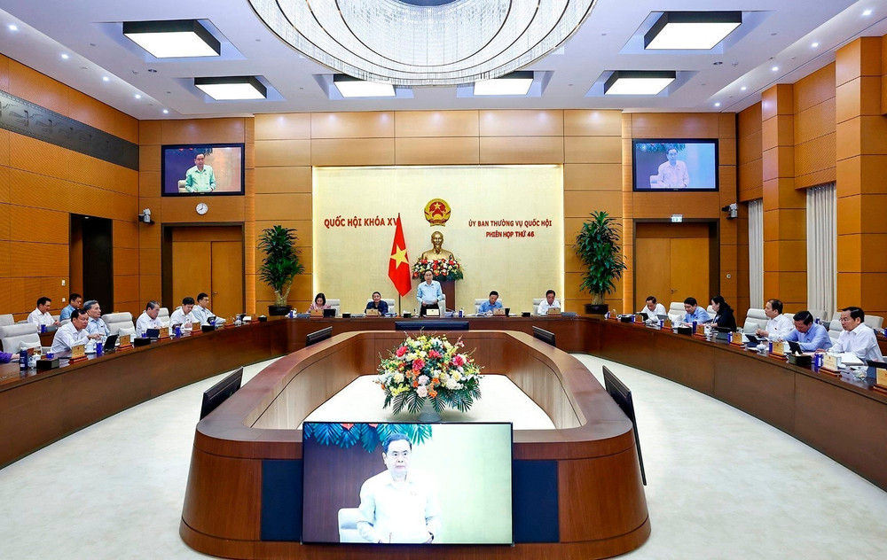 Quang cảnh Phiên họp thứ 46 của Ủy ban Thường vụ Quốc hội khóa XV. (Ảnh TTXVN)