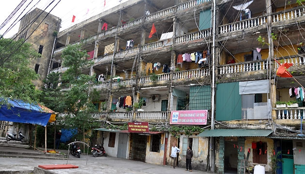 Chung cư cũ nát thuộc tổ 39, 40 Quang Trung, TP Thái Bình.
