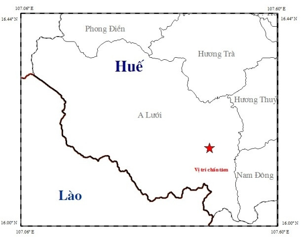 Trận động đất vừa xảy ra trong đêm 25-12 tại huyện A Lưới, là lần thứ sáu trong tháng 12 tại Thừa Thiên - Huế. (Ảnh Viện Vật lý địa cầu)