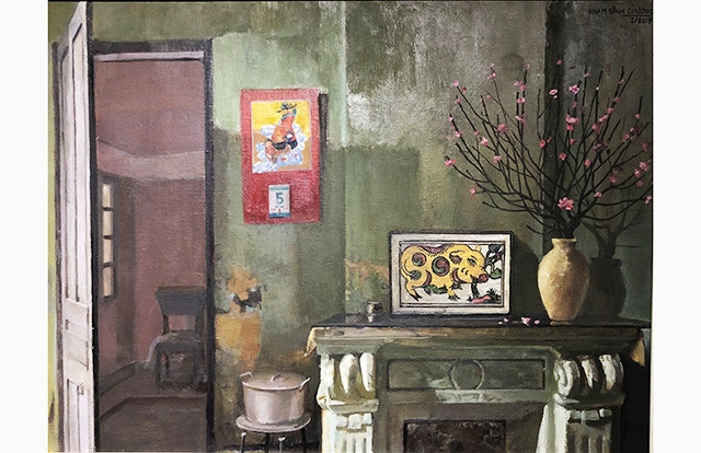 Ngày Tết. Tranh sơn dầu của Phạm Bình Chương.