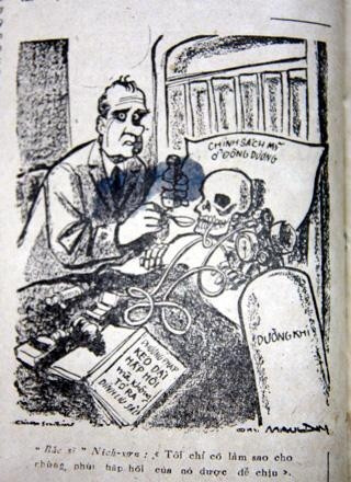 “Bác sĩ Nixon: “Tôi chỉ cố làm sao cho giây phút hấp hối của nó được dễ chịu”, bức tranh miêu tả Tổng thống Nixon đang t