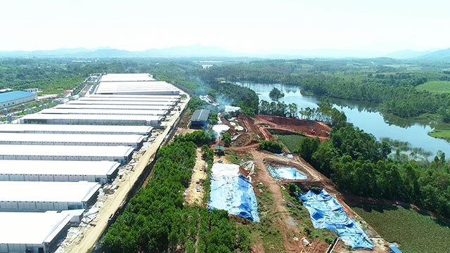 Các hố chứa phân gà trái quy định của Công ty Hòa Phát.