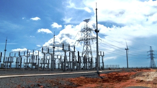 Trạm biến áp 110 KV Nhà máy điện gió Phú Lạc đưa nguồn điện sạch hòa lưới điện quốc gia.