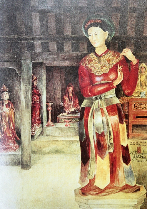 Tượng ở chùa Dâu. Tranh: TRẦN DUY