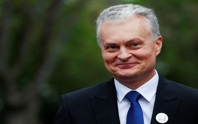 Ứng cử viên Nauseda tại vòng hai cuộc bầu cử tổng thống Lithuania, ngày 26-5. (Ảnh: Reuters)
