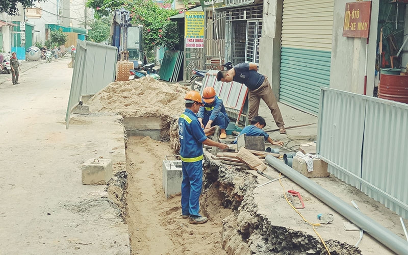 Thi công đường ống thoát nước thải thành phố Hà Giang.