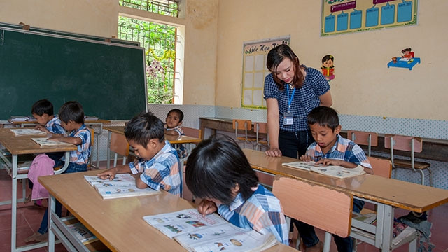 Lớp học cô giáo Nguyễn Thị Hiền tại điểm trường Phà Coóng.