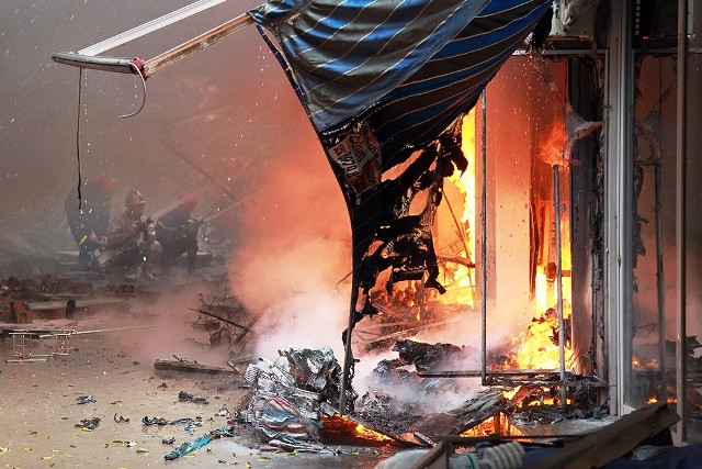 Hiện trường vụ cháy. (Ảnh: ĐĂNG ANH)