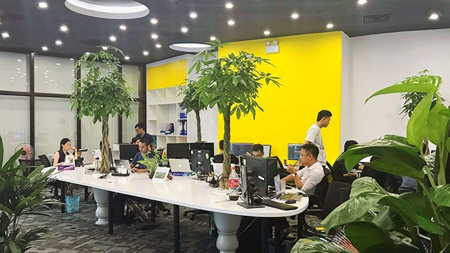 Một góc của khu Co-working space IoT chuyên dành cho các doanh nghiệp khởi nghiệp trong lĩnh vực y dược được đặt tại tòa nhà Keangnam (Hà Nội).