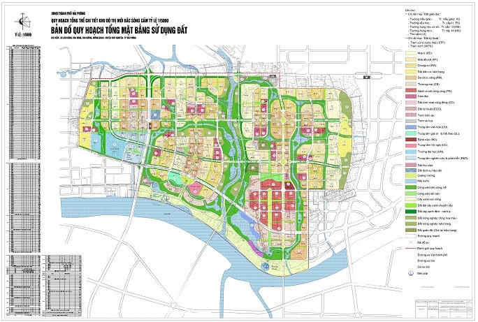 Bản đồ quy hoạch tổng mặt bằng sử dụng đất Khu đô thị mới Bắc Sông Cấm.