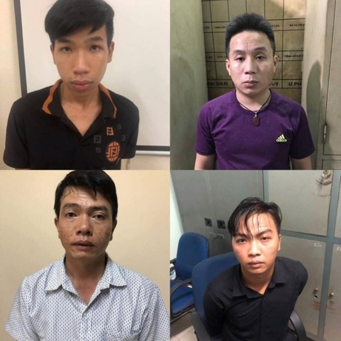 Các đối tượng bị tạm giữ trong đường dây lừa bán các cô gái.