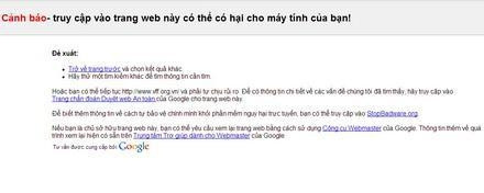 Lời cảnh báo của Google khi vào trang web của Liên đoàn Bóng đá Việt Nam.