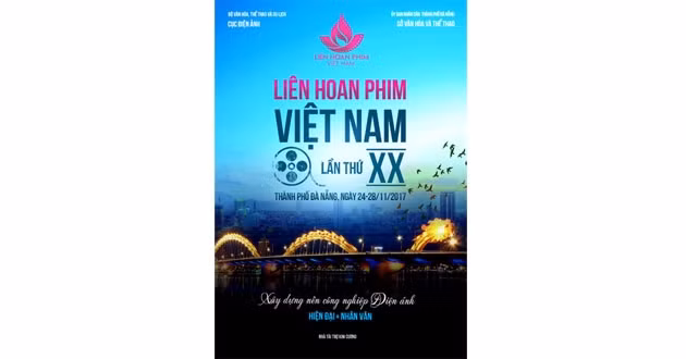 Poster chính thức của LHP Việt Nam lần thứ 20 với hình ảnh cầu Rồng, Đà Nẵng.