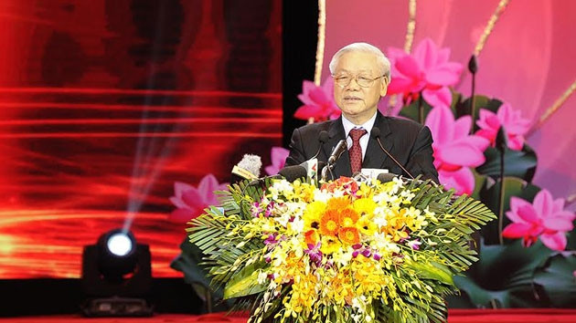 Tổng Bí thư Nguyễn Phú Trọng phát biểu tại lễ tuyên dương.