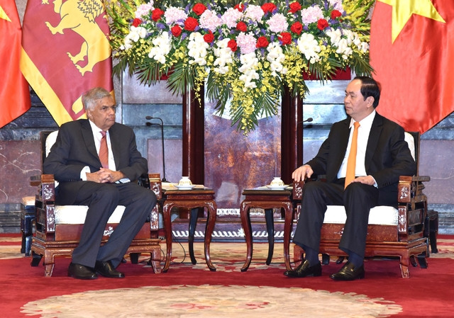 Chủ tịch nước Trần Đại Quang tiếp Thủ tướng Xri Lan-ca R.Uých-rê-mê-xinh-hê. Ảnh: NGUYỄN ĐĂNG