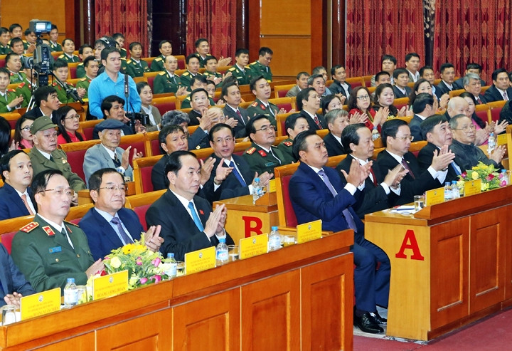 Chủ tịch nước Trần Đại Quang và các đại biểu dự Lễ kỷ niệm. Ảnh: NHAN SÁNG (TTXVN)