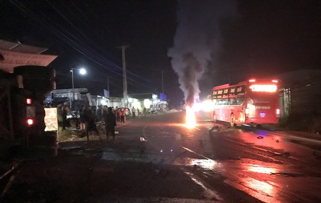 Hiện trường vụ tai nạn khiến năm người thương vong.