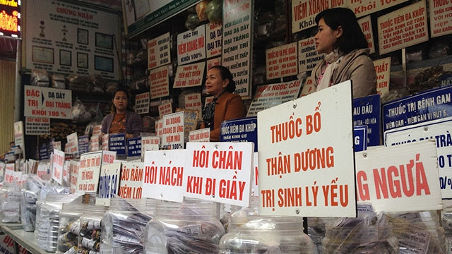 Cảnh bày bán các loại “thần dược” tại chùa Hương.