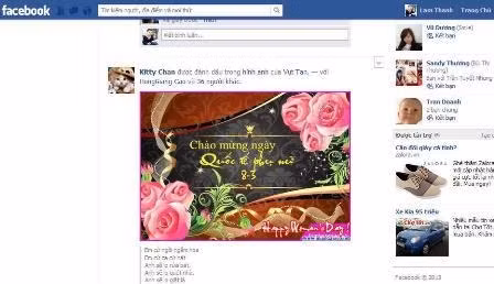 Hình ảnh một trang facebook trong ngày 8-3