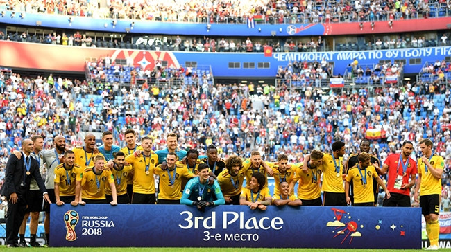 Đội tuyển Bỉ nhận Huy chương đồng World Cup 2018. Ảnh: FIFA