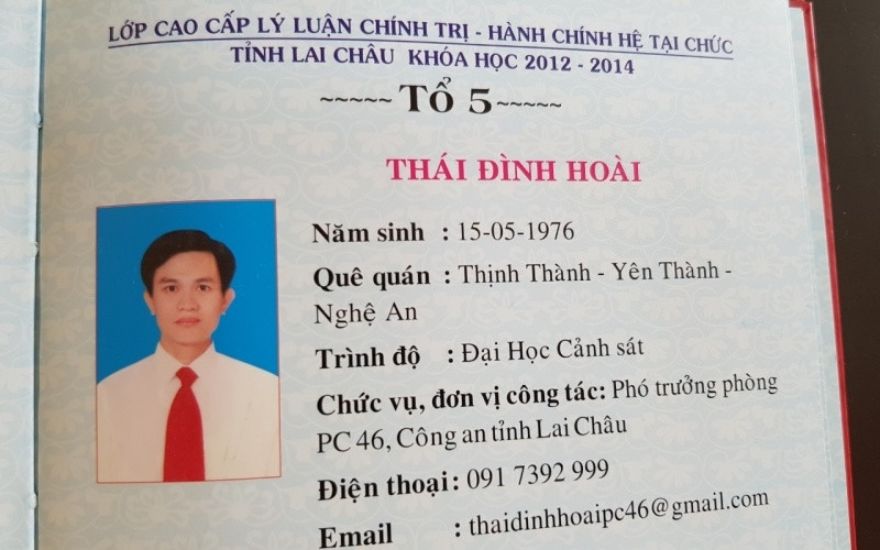 Cựu Trưởng Phòng Cảnh sát kinh tế Công an Lai Châu – Thái Đình Hoài bị kỷ luật hình thức khai trừ Đảng và tước danh hiệu công an nhân dân.