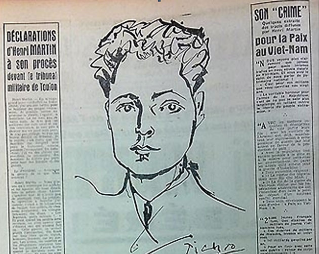 Phác họa chân dung ông Henri Martin trên báo l’Humanité.