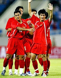 Niềm vui của các cầu thủ<br>Việt Nam. Ảnh VTC.