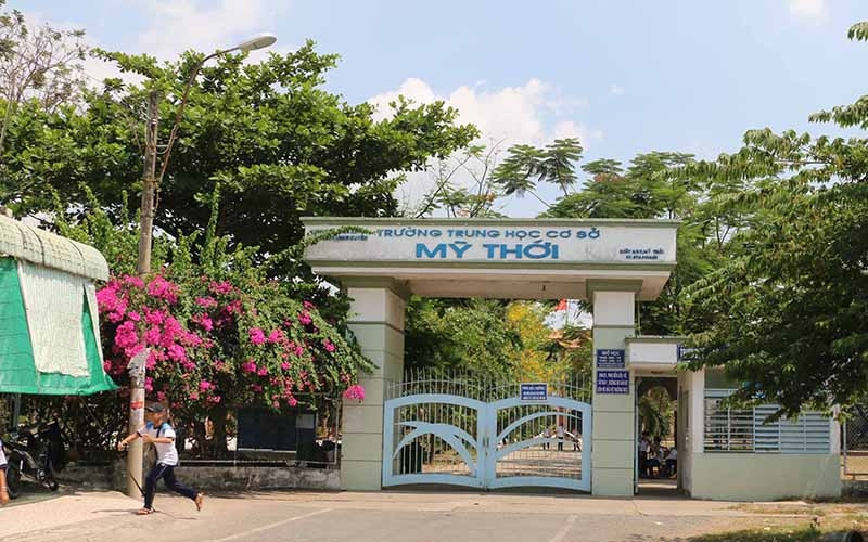 Trường THCS Mỹ Thới (An Giang), nơi xảy ra liên tiếp hai vụ bạo lực học đường chỉ trong vòng 11 ngày.