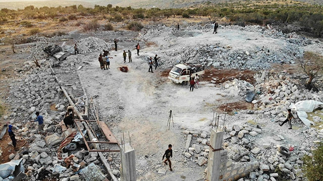 Nơi ẩn náu của thủ lĩnh IS bị san phẳng trong chiến dịch vừa qua. Ảnh: AFP