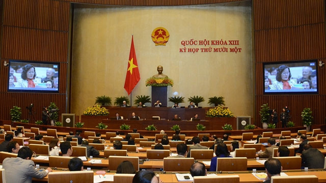 Toàn cảnh hội trường Quốc hội ngày 29-3. Ảnh: DUY LINH.