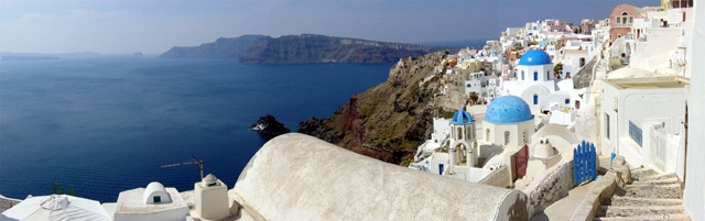 Làng trên núi ở Santorini