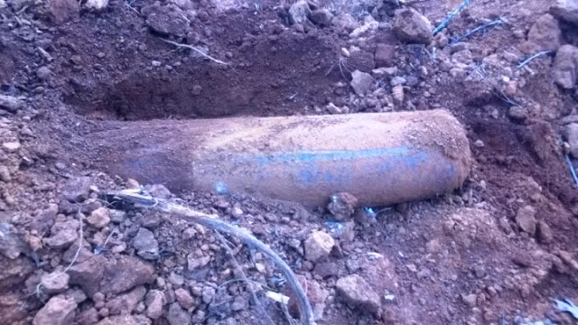 Quả bom có trọng lượng khoảng 200kg vừa được phát hiện tại bon Đác Huýt, xã Quảng Trực, huyện Tuy Đức, tỉnh Đác Nông.