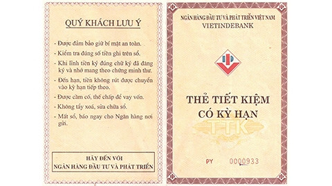BIDV thanh toán sổ tiết kiệm gửi từ năm 1999