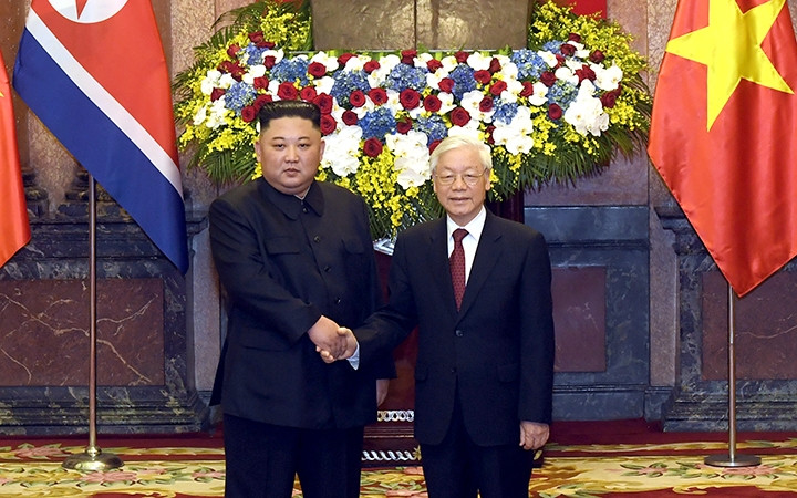 Tổng Bí thư, Chủ tịch nước Nguyễn Phú Trọng và Chủ tịch Triều Tiên Kim Châng Ưn.