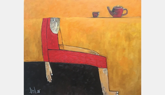 Một tác phẩm của họa sĩ Tào Linh trong triển lãm Gió thu.