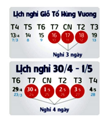 VSD thông báo lịch nghỉ Lễ Giỗ tổ Hùng Vương, 30-4 và 1-5