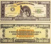 Tờ bạc 1 triệu USD
do Ngân hàng Mỹ phát hành.
