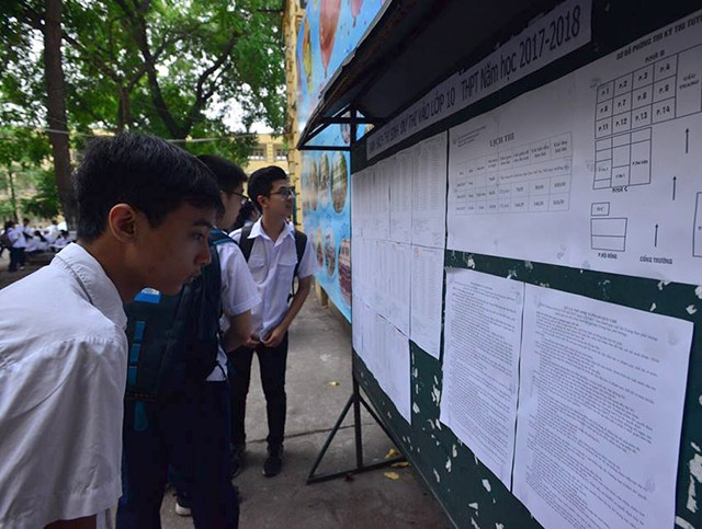 Thí sinh dự thi vào lớp 10 năm học 2017-2018 (Ảnh: DUY LINH)