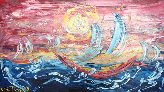 Tác phẩm của họa sĩ Vũ Tuyên tại hội trại.