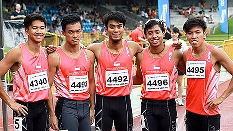 Các VĐV điền kinh nội dung 4x100 mét tiếp sức nam Singapore sẽ tham gia SEA Games 27. (ảnh: Liên đoàn Điền kinh Singapore)