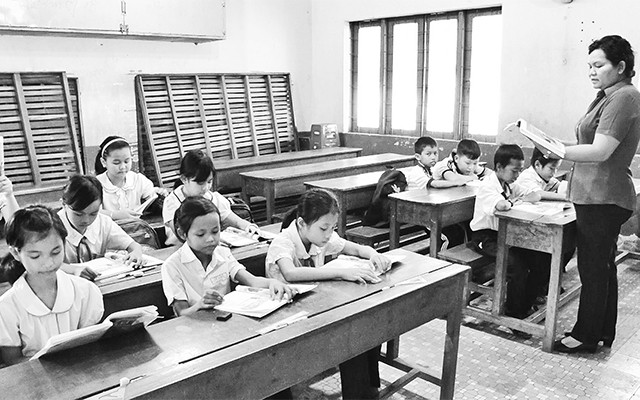 Lớp học tiếng Ê Ðê tại Trường tiểu học Tô Hiệu, TP Buôn Ma Thuột, tỉnh Ðác Lắc. Ảnh: TRUNG TIẾN