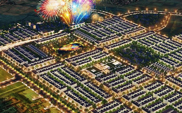 Phối cảnh một phần Khu đô thị mới phía tây thị trấn Vôi.