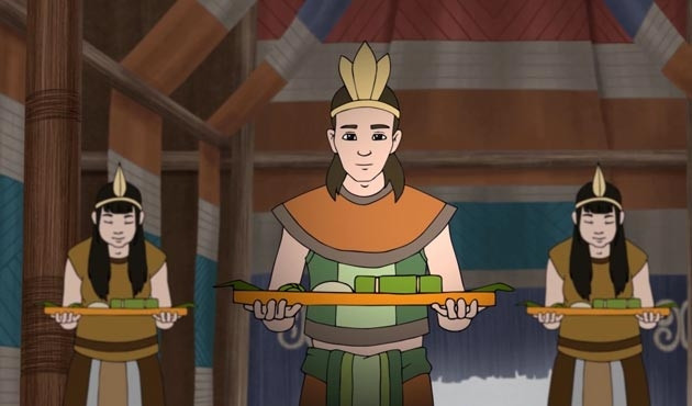 Cảnh trong tập phim "Bánh chưng bánh dày".