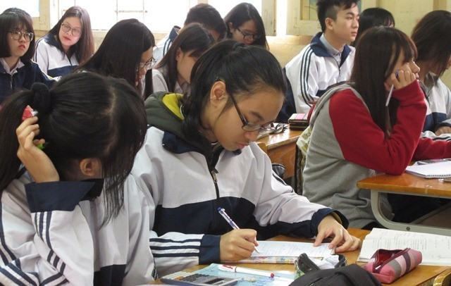 Học sinh lớp 12 Trường THPT Việt Đức, Hà Nội (Ảnh: Thanh Hà)