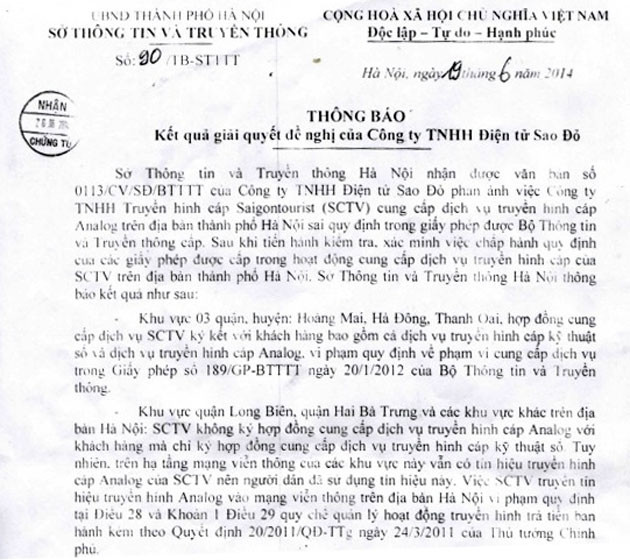 Quyết định của Thanh Tra Sở Thông tin và Truyền thông.
