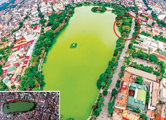 Vị trí dự kiến xây dựng ga ngầm C9 tuyến đường sắt đô thị số 2 TP Hà Nội, chỉ cách hồ Hoàn Kiếm khoảng 10 m.