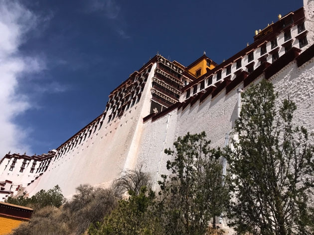 Cung điện Potala, nhìn từ bên trái. 
