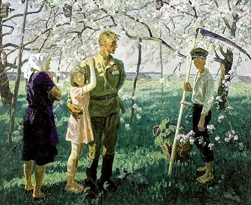 Khi người lính trở về - tranh của hai anh em Xéc-gây và A-lếch-xây Tka-clốp.