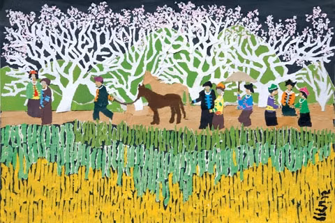 Mùa xuân vùng cao - tranh của họa sĩ Phương Liên.